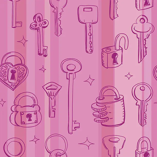 Vector illustration of Seamless background - Keys and locks