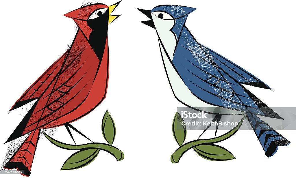 Birds Cardinal Blue Jay Stock Illustration - Download Image Now