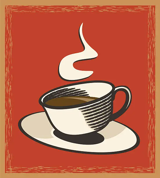 Vector illustration of Coffee Cup and Saucer Vintage Style Sign