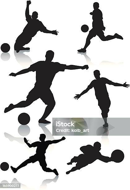 Silhouettes Of Male Soccer Players Stock Illustration - Download Image Now - Soccer, Vector, In Silhouette