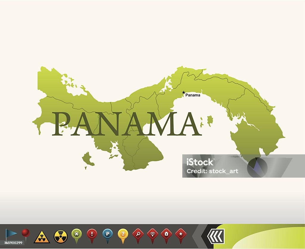Panama mappa con icone di navigazione - arte vettoriale royalty-free di Carta geografica