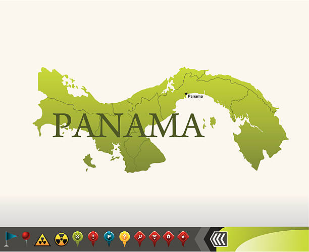 パナママップ、ナビゲーションアイコン - flag of antigua and barbuda点のイラスト素材／クリップアート素材／マンガ素材／アイコン素材
