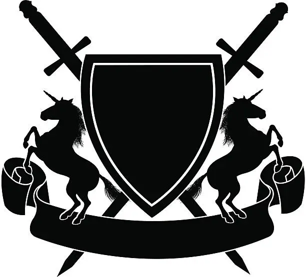 Vector illustration of Unicorn Shield Crest