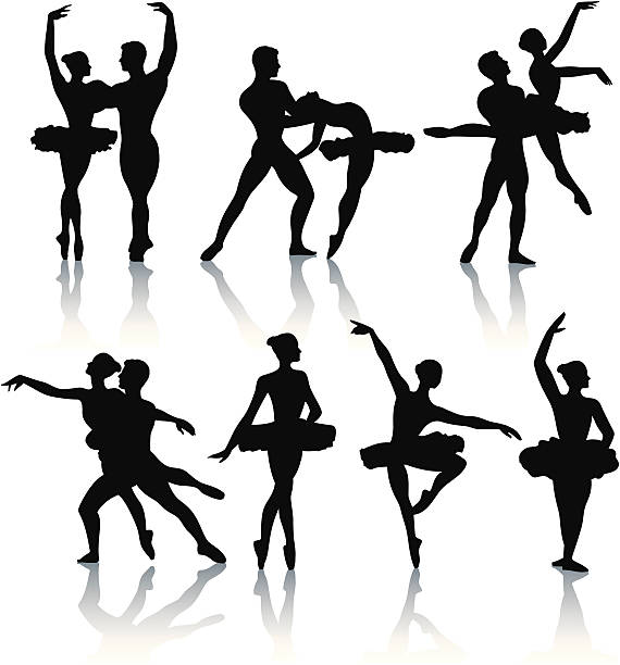 Ballet dancer silhouettes vector art illustration