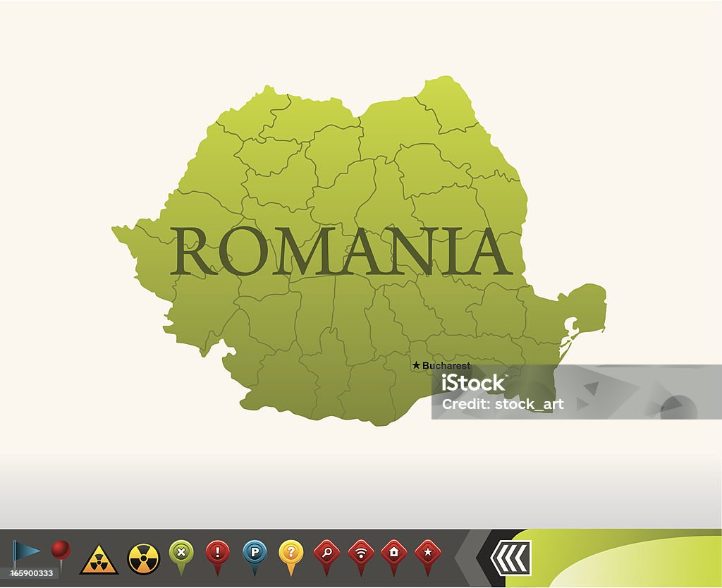 ルーマニアマップ、ナビゲーションアイコン - アイコンセットのロイヤリティフリーベクトルアート
