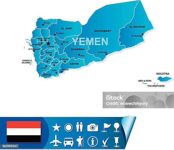 Йемен Карта — стоковая векторная графика и другие изображения на тему Аравия - Аравия, Без людей, Векторная графика