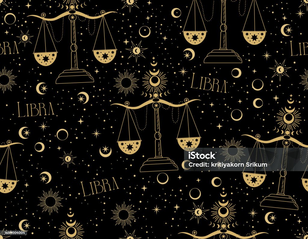 Libra Star Sign Pattern Libra Zodiac Star Seamless Pattern Libra Sign Symbol Stars Vector Eps10 ...