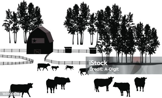 istock Ranch Land Vector Silhouette 165900478