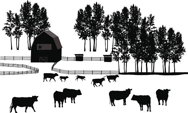 ranch land vector silhouette - 畜欄 幅插畫檔、美工圖案、卡通及圖標