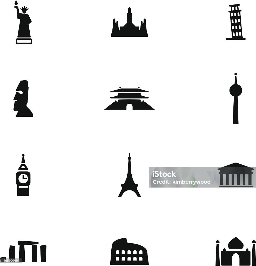 Sehenswürdigkeit Icon-Set - Lizenzfrei Fernsehturm Tokyo Tower Vektorgrafik