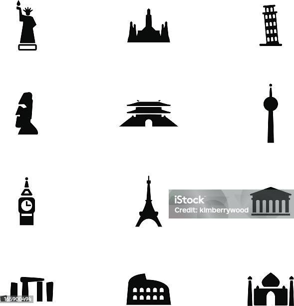 Znane Miejsce Zestaw Ikon - Stockowe grafiki wektorowe i więcej obrazów Wieża Tokijska - Wieża Tokijska, Budynek z zewnątrz, Ikona