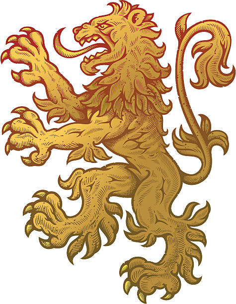 ilustrações, clipart, desenhos animados e ícones de leão rampante heraldic - coat of arms insignia lion nobility