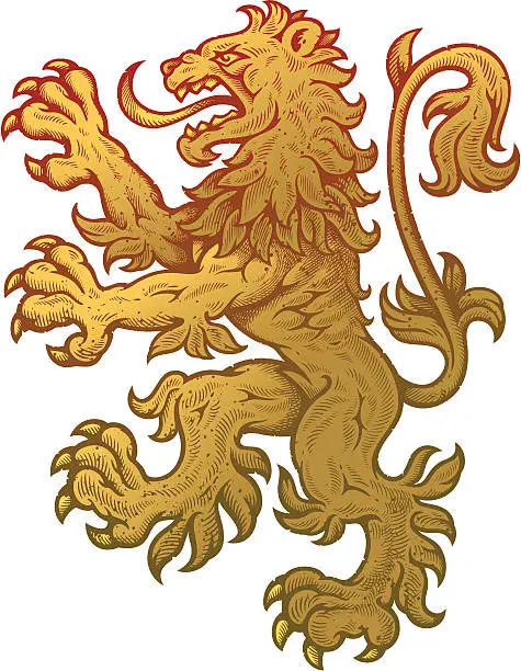 Vector illustration of Lion rampant heraldic