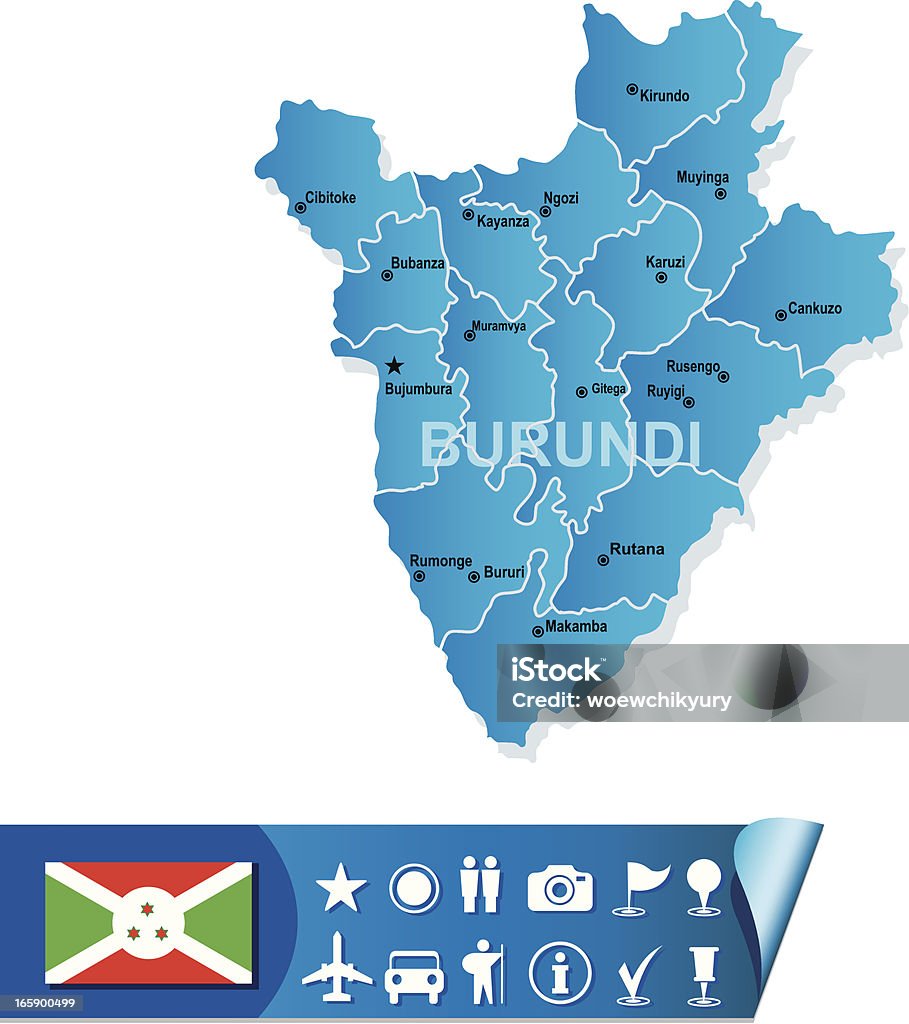 Burundi mapa - Royalty-free Azul arte vetorial