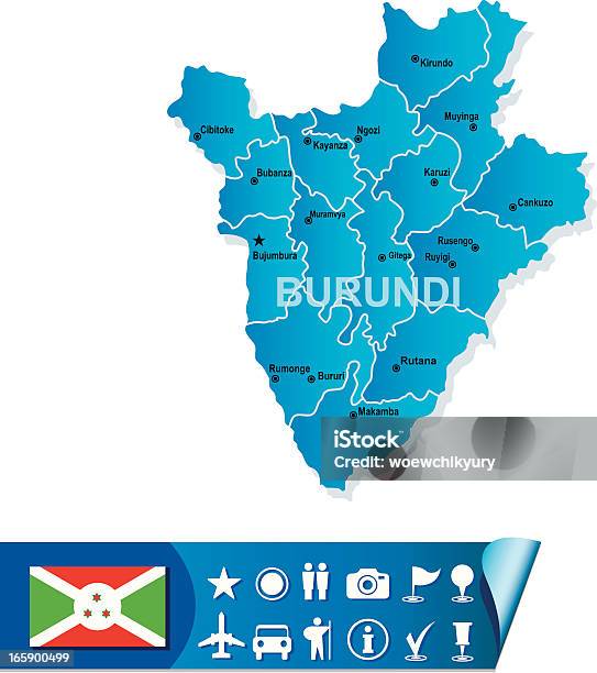 Burundi Mapa - Arte vetorial de stock e mais imagens de Azul - Azul, Bandeira, Burundi - África Oriental