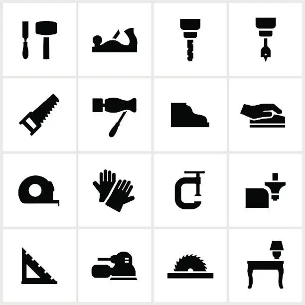 Vector illustration of Woodworking Icons