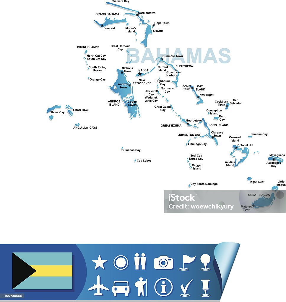 Багамские острова карта - Векторная графика Багамские острова роялти-фри