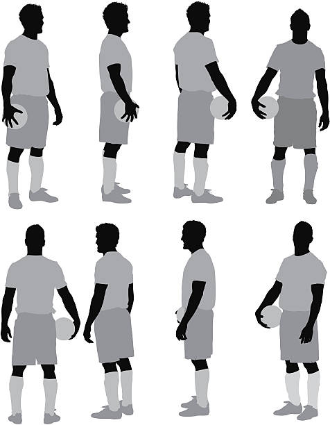 mehrere bilder eines mannes mit einem ball - soccer player soccer sport people stock-grafiken, -clipart, -cartoons und -symbole