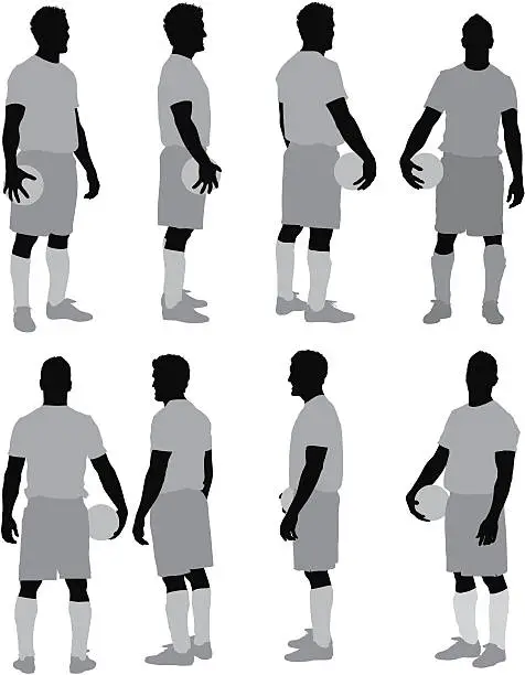 Vector illustration of Multiple images of man with a ball