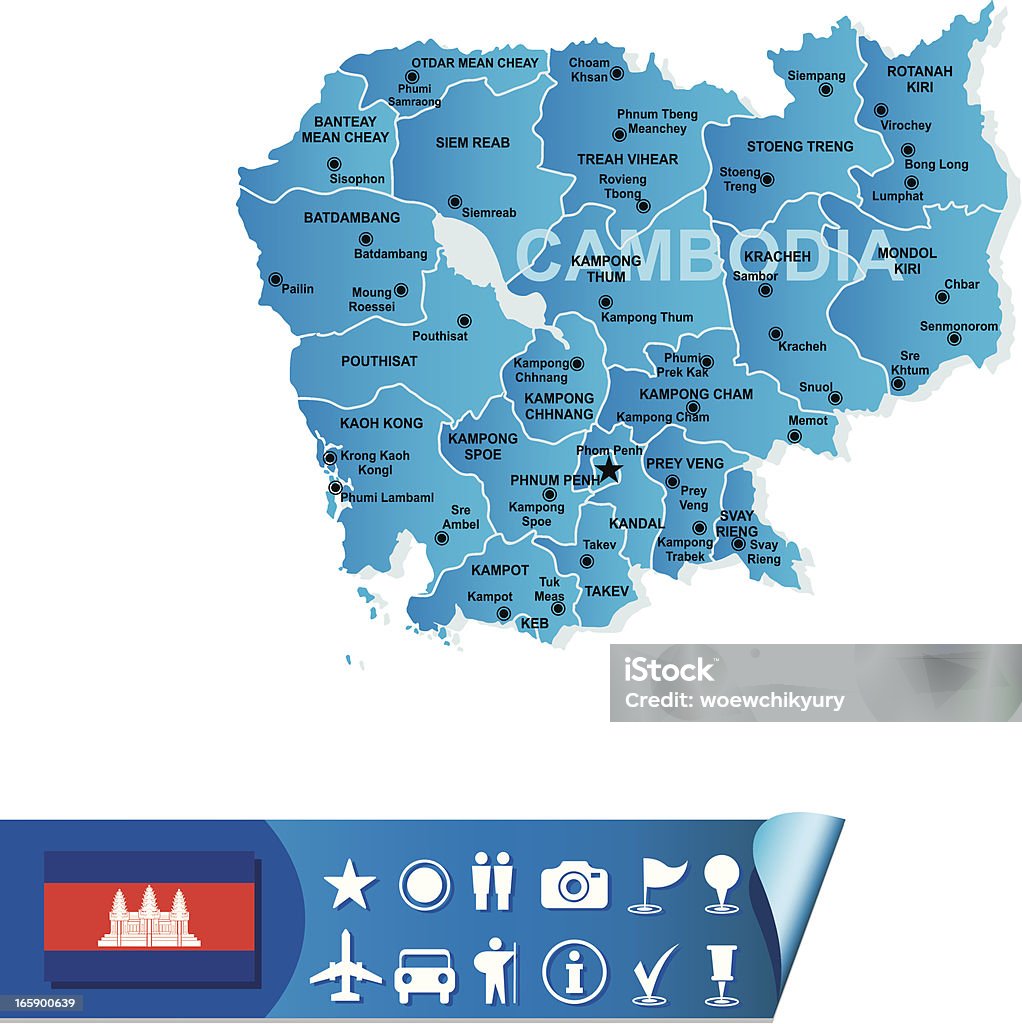 Камбоджа карта - Векторная графика Азия роялти-фри