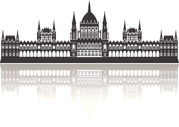 ilustraciones, imágenes clip art, dibujos animados e iconos de stock de vector de edificio del parlamento húngaro, budapest - budapest parliament building hungary government