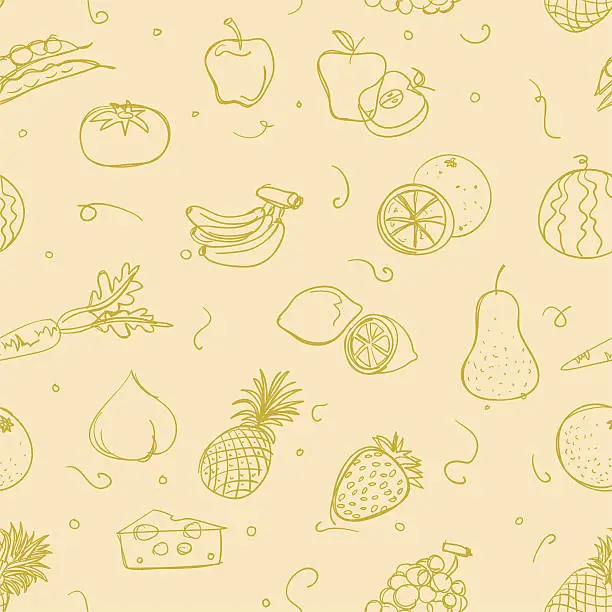 Vector illustration of Seamless background - fruit and vegetable