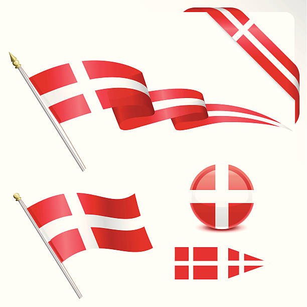 ilustrações, clipart, desenhos animados e ícones de bandeira dinamarquesa conjunto - bandeira dinamarquesa