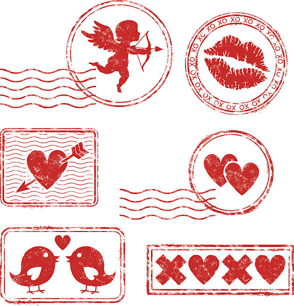 St Valentines Day Rubber Stamps Stock Illustration - Download Image Now -  Rubber Stamp, Heart Shape, Valentine's Day - Holiday - iStock