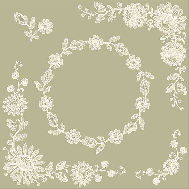 레이스 있다. 프페임. - lace frame retro revival floral pattern stock illustrations