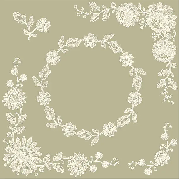 Vector illustration of Lace Corners. Frame.