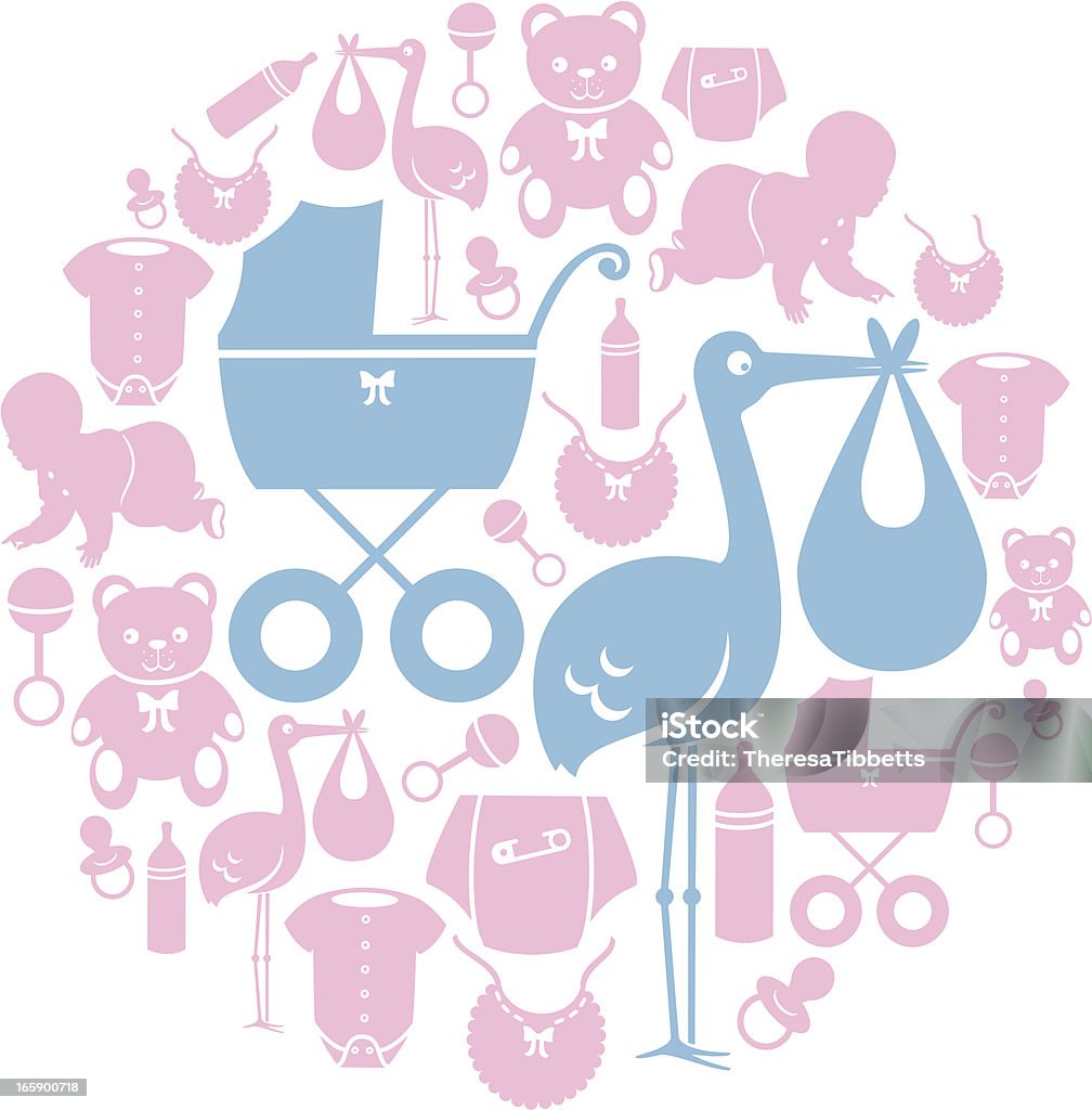 Baby Icon-Set - Lizenzfrei Storchenvogel Vektorgrafik