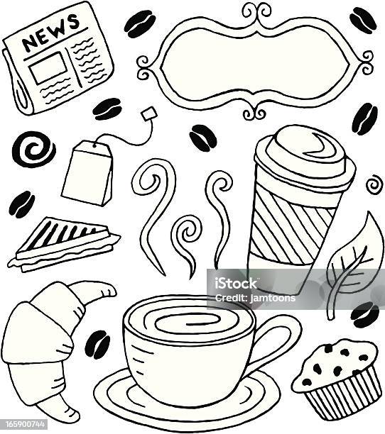 Café Et Crayonnages Vecteurs libres de droits et plus d'images vectorielles de Griffonnage - Griffonnage, Café - Boisson, Tasse à café