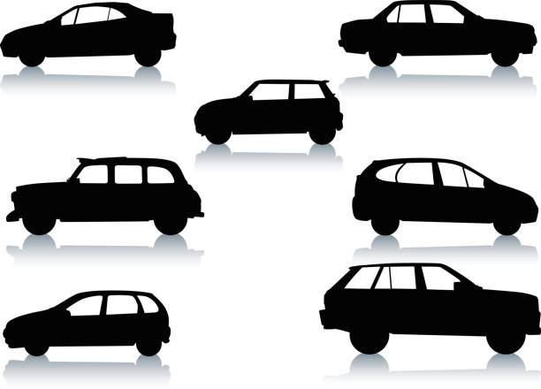 Car silhouettes vector art illustration