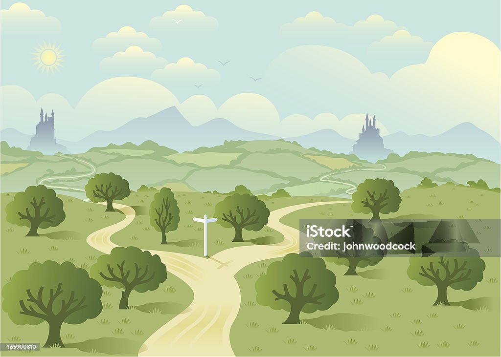 Fork In The Road Two Stock Illustration - Download Image Now - Forked Road,  Footpath, Fork In The Road - iStock