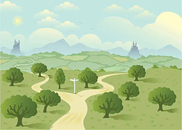 Vector illustration of Fork in the road two.