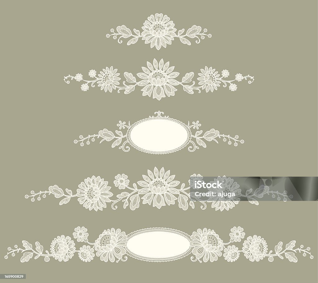 Pizzo bianco. Clip Art. Sfondo verde. Set. - arte vettoriale royalty-free di Pizzo