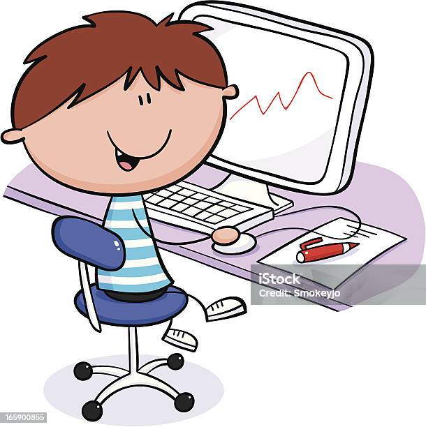 少年にコンピュータ - 遊び心のベクターアート素材や画像を多数ご用意 - 遊び心, 子供, 椅子