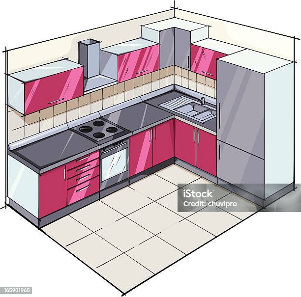 Modern Kitchen Stock Illustration - Download Image Now - Kitchen Sink, Cabinet, Domestic Kitchen