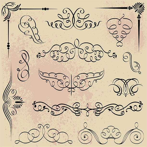 カリグラフィーのようなデザインの要素を設定します - greeting card ornate decoration floral pattern点のイラスト素材／クリップアート素材／マンガ素材／アイコン素材