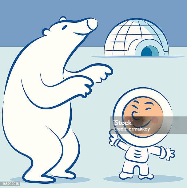 Eskimo I Niedźwiedź Polarny - Stockowe grafiki wektorowe i więcej obrazów Niedźwiedź polarny - Niedźwiedź polarny, Bez ludzi, Biegun północny