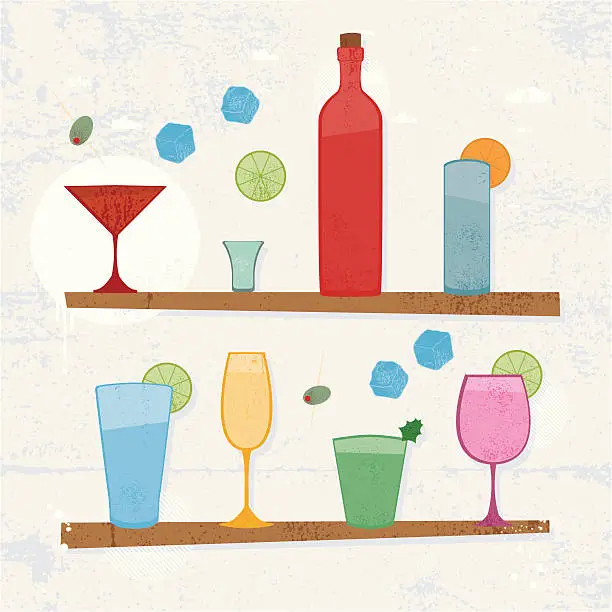 Vector illustration of Grunge cocktails