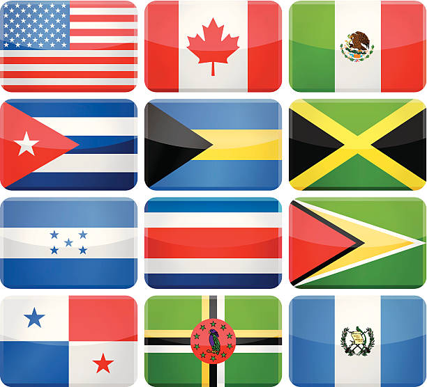 Rounded rectangle flag icons - North and Central America American Flags Collection (part 1st of 3) panamanian flag stock illustrations