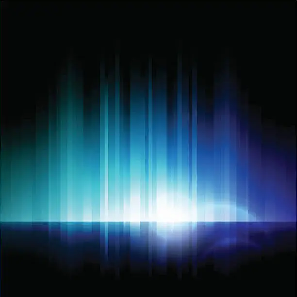 Vector illustration of Abstract image of blue lights on a black background