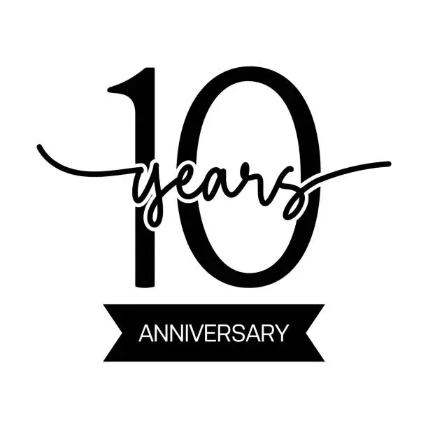 Vector illustration of 10 Years Anniversary Vector Template Design Illustration for Greeting Card, Poster, Brochure, Web Banner etc.