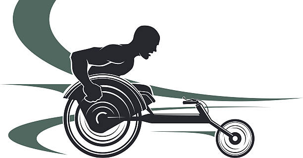 ilustraciones, imágenes clip art, dibujos animados e iconos de stock de deporte de minusválidos - physical impairment athlete sports race wheelchair