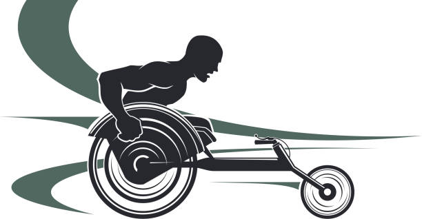 사용불가능 track and field athlete - physical impairment athlete sports race wheelchair stock illustrations