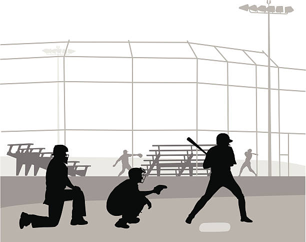 batterup - baseball catcher baseball umpire batting baseball player stock illustrations