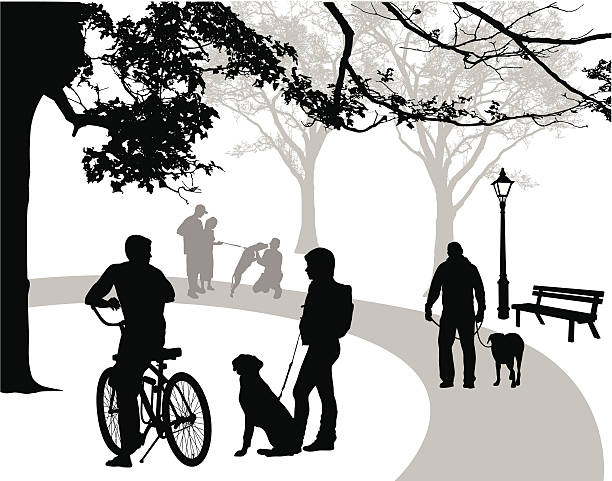 ilustrações de stock, clip art, desenhos animados e ícones de parks'ndogs - bench park park bench silhouette