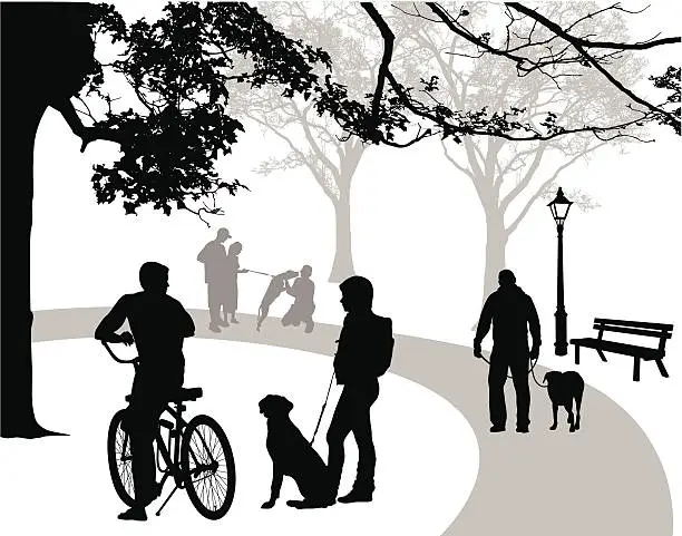 Vector illustration of Parks'n Dogs Vector Silhouette