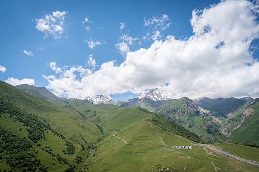 Mount Kazbegi in the Caucasus Mountains.